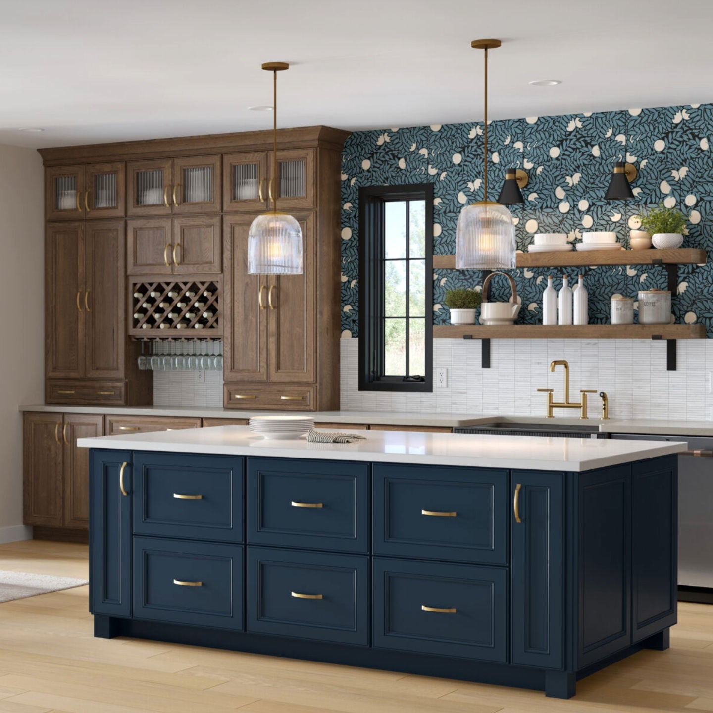Charleston Cherry Clove and Painted Navy Kitchen