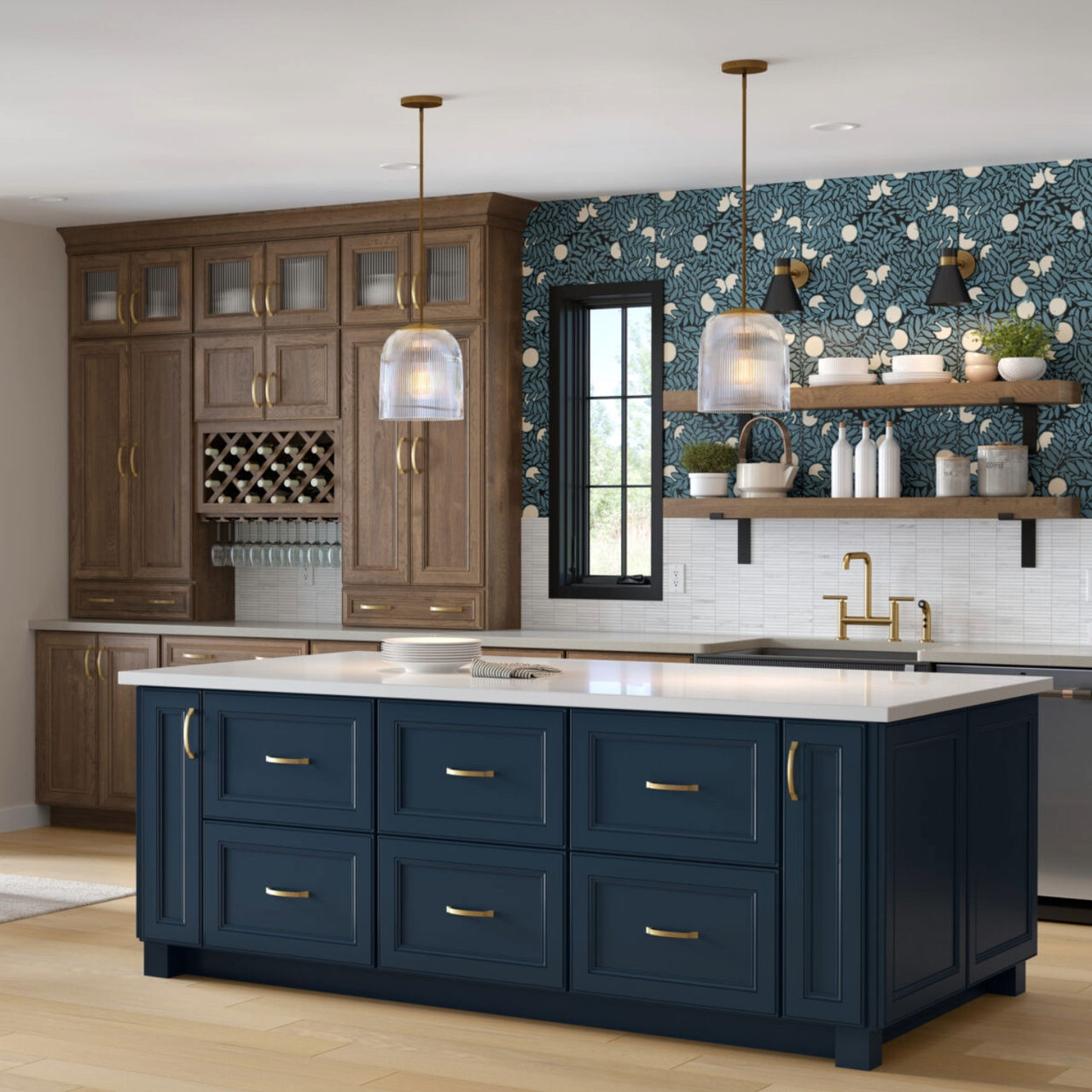 Charleston Cherry Clove and Painted Navy Kitchen